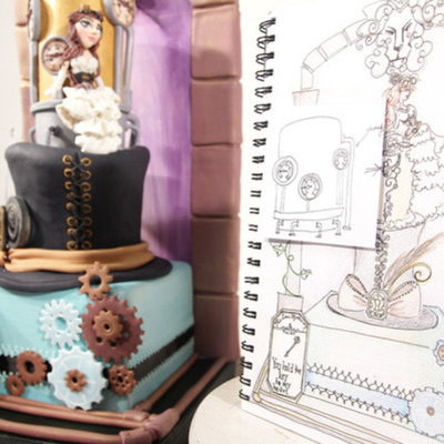 Sketch to Cake: Tiara Shahrani’s Vintage Steampunk Cake on Cake Central