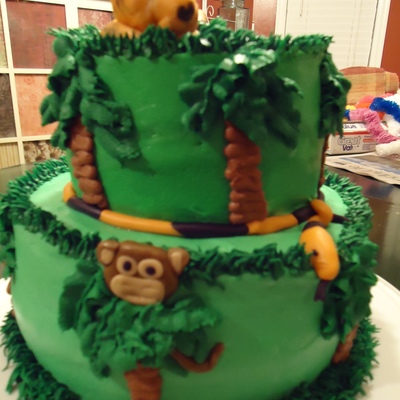 Jungle Birthday Cake With A Tiger On Top Jungle Birthday Cake With A Tiger On Top