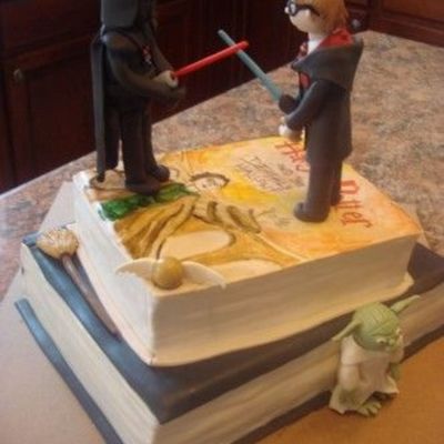 Harry Potter Fighting Darth Vader Graduation Cake Harry Potter Fighting Darth Vader Graduation Cake