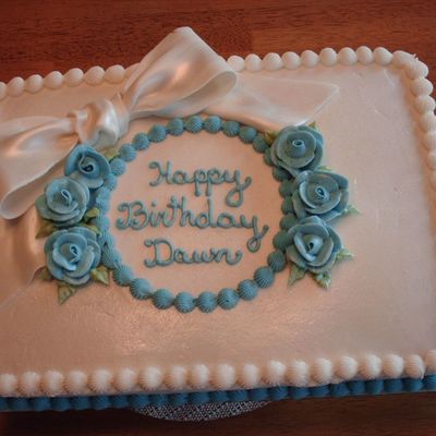 Blue Flowers And Fondant Bow on Cake Central