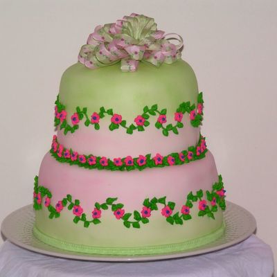 Pink Green Ribbon Cake on Cake Central