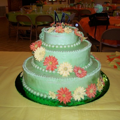 Green Gerber Daisy Wedding Cake on Cake Central