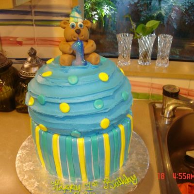 Birthday Bear On A Large Cupcake Birthday Bear On A Large Cupcake