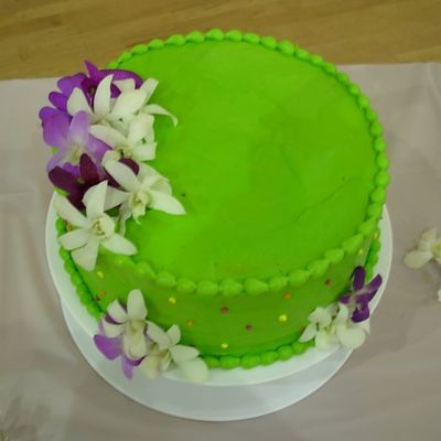 Green Wedding Cake With Fresh Orchids - Mr & Mrs Poole on Cake Central