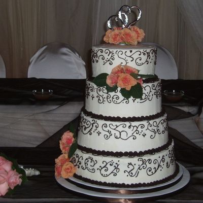 Brown And Coral Wedding Cake Brown And Coral Wedding Cake