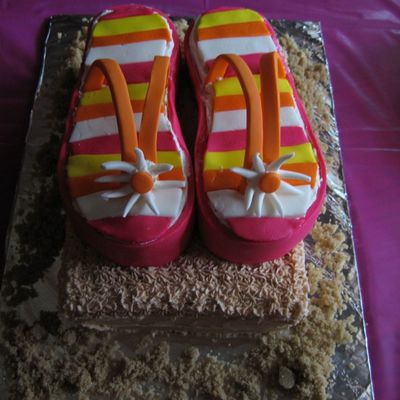 Flip Flop Birthday Cake On Brown Sugar Sand Flip Flop Birthday Cake On Brown Sugar Sand