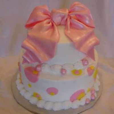 Pink/yellow Polka Dots With Pink Bow on Cake Central