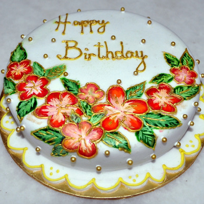 Hand-Painted Onto Fondant Cake Hand-Painted Onto Fondant Cake