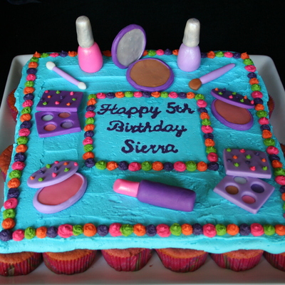 Make-Up Party Cupcake Cake on Cake Central