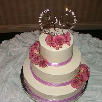 Simple Buttercream Wedding Cake on Cake Central