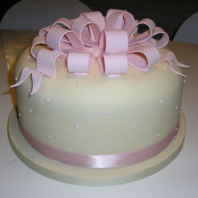 Pink Bow Cake For Small Wedding on Cake Central