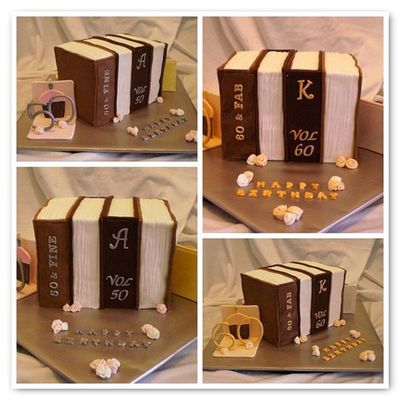 50 & 60Th Library Books Dual Cake 50 & 60Th Library Books Dual Cake