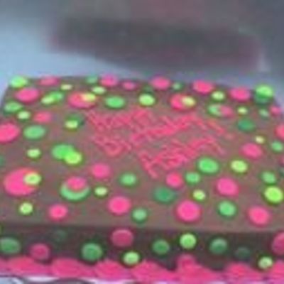 Chocolate With Neon Green, Hot Pink Dots on Cake Central