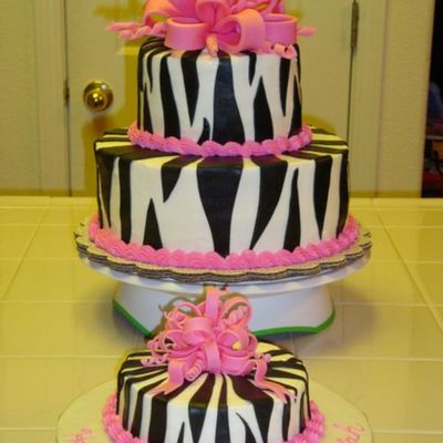 Zebra Pink Bow Cake on Cake Central