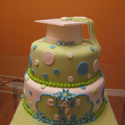 Lime Green & Blue Graduation Cake on Cake Central