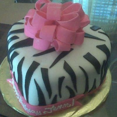 Heart Shaped Zebra Cake With Bow on Cake Central