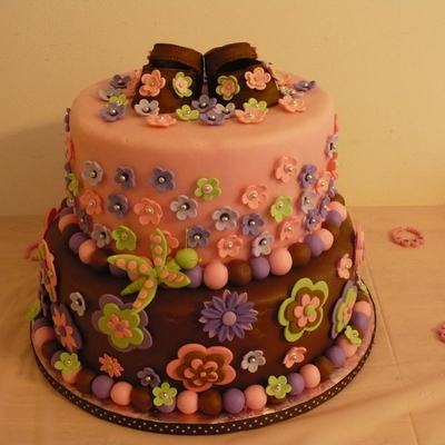 Pink & Brown Baby Shower Cake Pink & Brown Baby Shower Cake