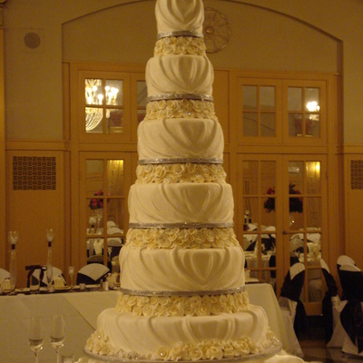Buttercream Draped Six Tier Wedding Cake on Cake Central