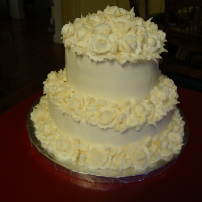 Wedding Cake With Buttercream Roses on Cake Central