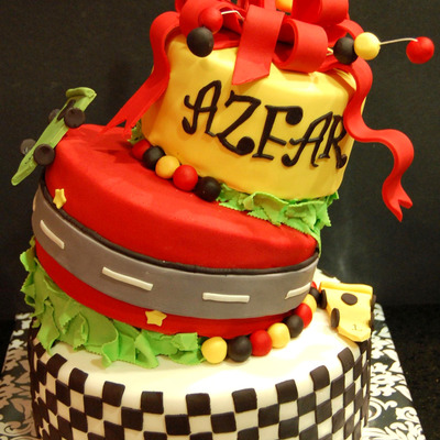 Topsy Turvy Car Themed Cake Topsy Turvy Car Themed Cake