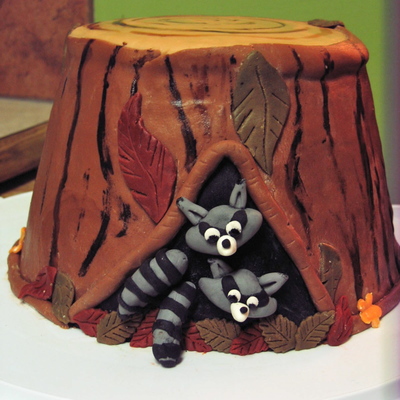 New Home Raccoon Tree Stump Cake New Home Raccoon Tree Stump Cake