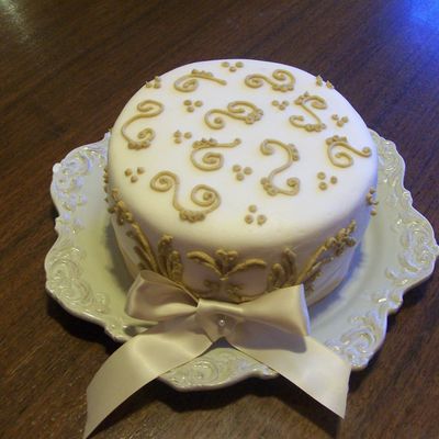 Ivory Rolled Buttercream Cake With Stencil Ivory Rolled Buttercream Cake With Stencil