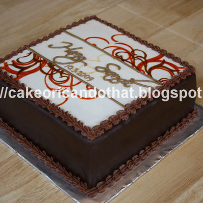 Engagement Cake W/ Brown & Orange Swirls Engagement Cake W/ Brown & Orange Swirls