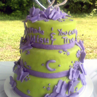 Lime Green & Purple Butterfly Wedding Cake on Cake Central