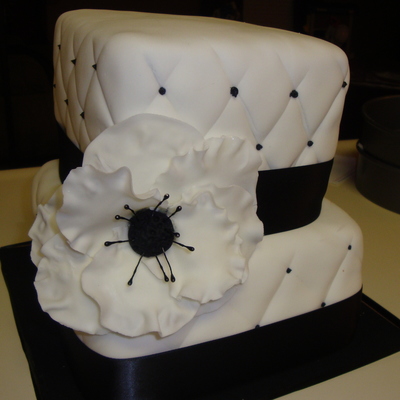 Black And White Square Cake With Black And White Anemone on Cake Central