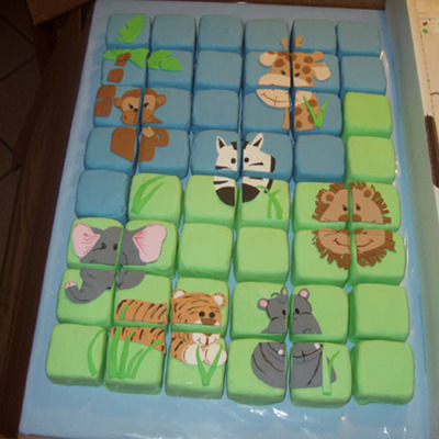 Jungle Theme Baby Shower Mini Puzzle Cake Jungle Theme Baby Shower Mini Puzzle Cake