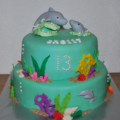 Tropical Dolphins Theme Cake Tropical Dolphins Theme Cake