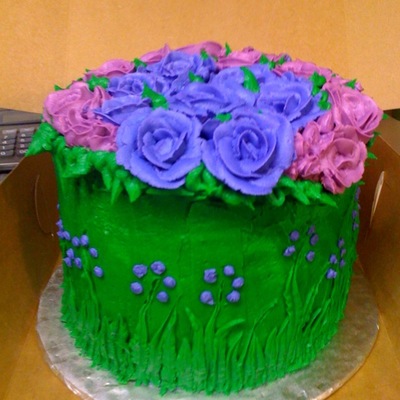 Purple And Green Birthday Cake on Cake Central