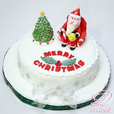 Christmas Tree And Relaxing Santa On Sofa on Cake Central