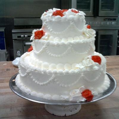 3 Tierd Wedding Cake Buttercream With Buttercream Roses on Cake Central