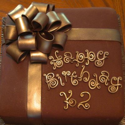 Scrolled Letters And Bow ~ Man's Bd Cake on Cake Central