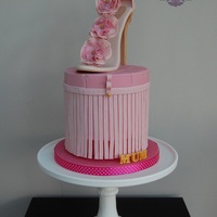 A Very Pink Cake The cake I made for my mother-in-laws birthday, with quilting and fringing effects and the very pink shoe on top