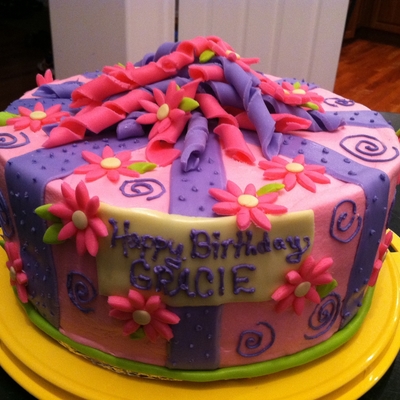 Whimsical Pink And Purple Birthday Cake Whimsical Pink And Purple Birthday Cake