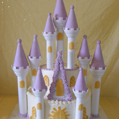 Used Wiltons Castle Cake Set For This Buttercream Icing With Fondant Accents And Flowers Used Wiltons Castle Cake Set For This Buttercream Icing With Fondant Accents And Flowers