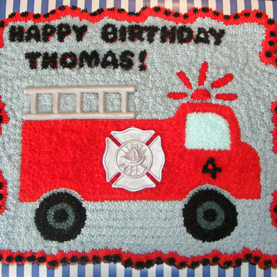 Fire Truck Cupcake Cake With Molded Candy Badge And Ladder Fire Truck Cupcake Cake With Molded Candy Badge And Ladder