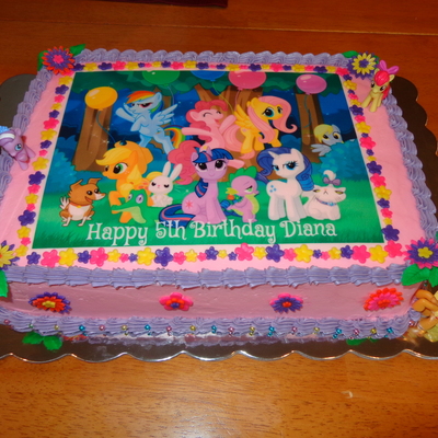 My Little Pony Cake For My Daughters Birthday White Sour Cream Almond Cake With French Vanilla Buttercream Icing And Filling Borders In My Little Pony Cake For My Daughters Birthday White Sour Cream Almond Cake With French Vanilla Buttercream Icing And Filling Borders In