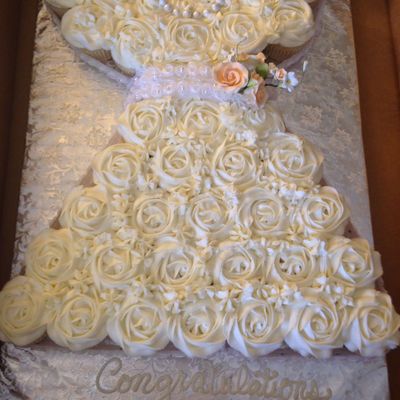 May Take On The Cupcake Wedding Dress For A Bridal Shower First Time Making The Buttercream Roses But The Future Bride Was Happy With I May Take On The Cupcake Wedding Dress For A Bridal Shower First Time Making The Buttercream Roses But The Future Bride Was Happy With I