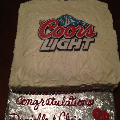 Coors Light Couples Engagement Party Chocolate Cake With A Gumpaste Logo Had Some Severe Issues With Frosting The Square Cake And Had To Coors Light Couples Engagement Party Chocolate Cake With A Gumpaste Logo Had Some Severe Issues With Frosting The Square Cake And Had To
