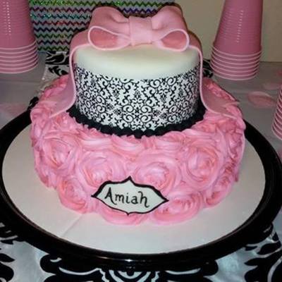 Rose Damask Baby Shower Cake Rose Damask Baby Shower Cake