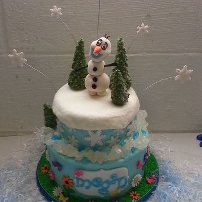 Frozen Cake I Made For My Niece Olaf Is Made Out Of Gumpaste Trees Snowflakes Flowers Are Fondant And Rock Candy Boarder Frozen Cake I Made For My Niece Olaf Is Made Out Of Gumpaste Trees Snowflakes Flowers Are Fondant And Rock Candy Boarder