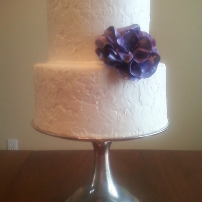 White On White Damask 15Th Anniversary Cake White On White Damask 15Th Anniversary Cake