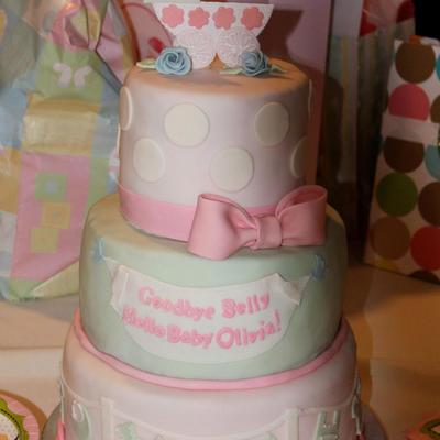 Pink & Green Baby Shower Cake Pink & Green Baby Shower Cake