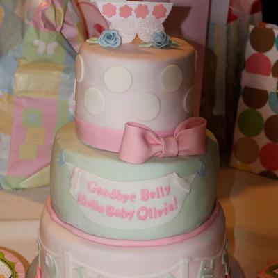 Pink & Green Baby Shower Cake