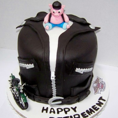 Harley Davidson, Leather Jacket Retirement Cake Harley Davidson, Leather Jacket Retirement Cake