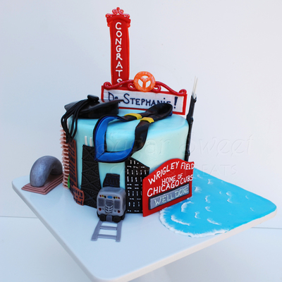 Northwestern Chicago Themed Grad Cake on Cake Central