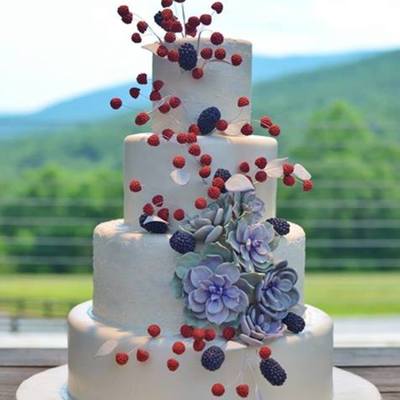 Raspberry Blackberry Succulent Wedding Cake